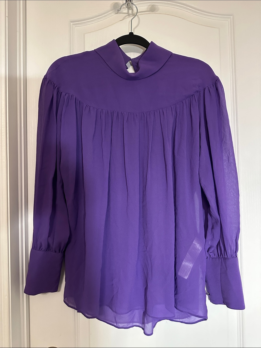 Massimo Dutti 100% silk Purple Pleated Yoke Blouse